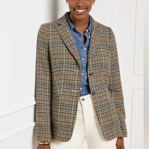 Talbots Classic Shetland Wool‎ Blend Blazer Lively Plaid 2 2P Petite